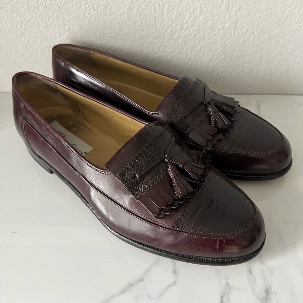 Mezlan Antonello Burgundy Lizard Leather Loafer Size 11